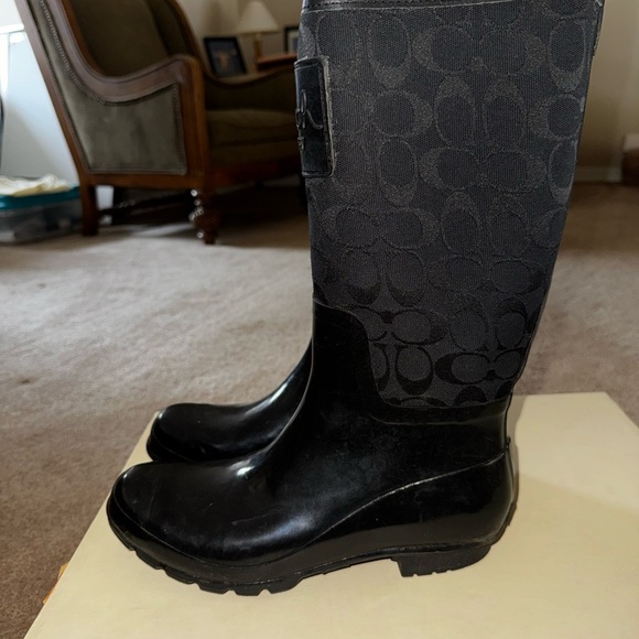 Coach Black Monogram Rain Boots - Picture 2 of 4